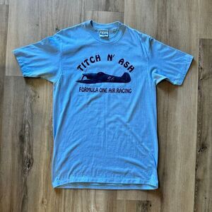 Vintage Formula One Air Racing Titch N Ash Blue Single Stitch Shirt Size Large